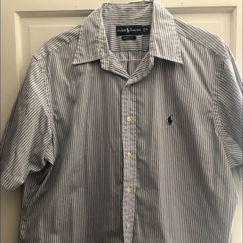 Ralph Lauren blue striped shirt sleeve shirt
